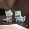 Figuras de Gato de Arenisca para Decoración de Ceremonia del Té Sandstone Cat Figurines for Tea Ceremony Decoration