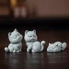 Figuras de Gato de Arenisca para Decoración de Ceremonia del Té Sandstone Cat Figurines for Tea Ceremony Decoration