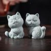 Figuras de Gato de Arenisca para Decoración de Ceremonia del Té Sandstone Cat Figurines for Tea Ceremony Decoration