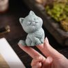 Figuras de Gato de Arenisca para Decoración de Ceremonia del Té Sandstone Cat Figurines for Tea Ceremony Decoration