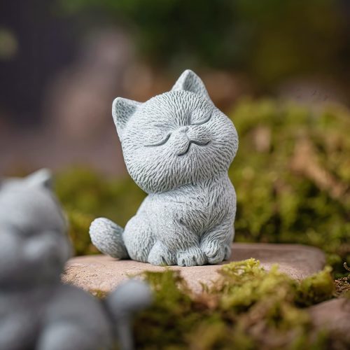 Figuras de Gato de Arenisca para Decoración de Ceremonia del Té Figuras de Gato de Arenisca para Decoración de Ceremonia del Té