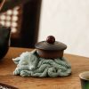 Figurita de Mascota de Té de Zorro de Nueve Colas en Arenisca Sandstone Nine Tailed Fox Tea Pet Figurine