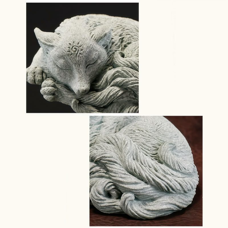 Figurita de Mascota de Té de Zorro de Nueve Colas en Arenisca Sandstone Nine Tailed Fox Tea Pet Figurine