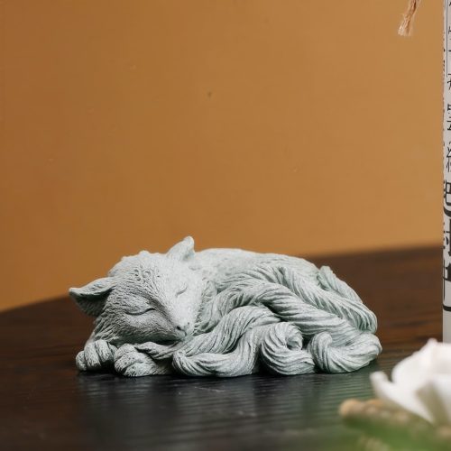 Figurita de Mascota de Té de Zorro de Nueve Colas en Arenisca Figurita de Mascota de Té de Zorro de Nueve Colas en Arenisca