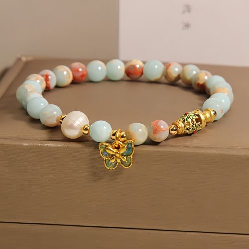 Pulsera de la Mariposa de la Riqueza con Piedra Shoushan Pulsera de la Mariposa de la Riqueza con Piedra Shoushan