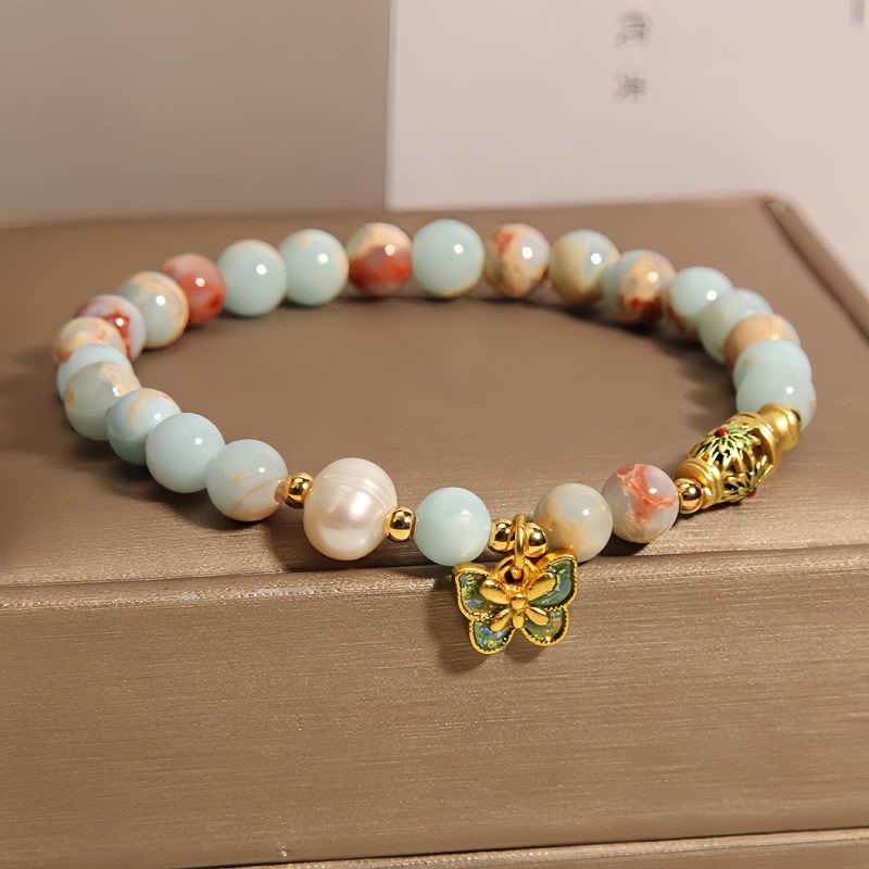 Pulsera de la Mariposa de la Riqueza con Piedra Shoushan Shoushan Stone Butterfly Wealth Bracelet