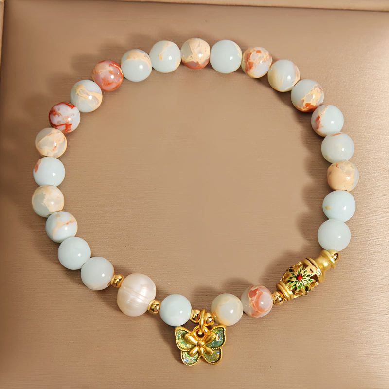 Pulsera de la Mariposa de la Riqueza con Piedra Shoushan Shoushan Stone Butterfly Wealth Bracelet