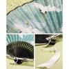 Abanico Plegable de Bambú de Seda con Patrón de Grulla Silk Bamboo Folding Fan with Crane Pattern