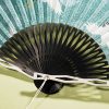 Abanico Plegable de Bambú de Seda con Patrón de Grulla Silk Bamboo Folding Fan with Crane Pattern