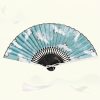 Abanico Plegable de Bambú de Seda con Patrón de Grulla Silk Bamboo Folding Fan with Crane Pattern