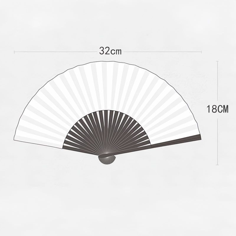 مروحة قابلة للطي من أوراق الخيزران السوداء الحريرية Silk Black Bamboo Leaf Folding Fan