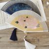 Abanico Plegable de Peonía de Seda con Marco de Bambú Silk Peony Folding Fan with Bamboo Frame