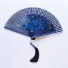 Abanico Plegable de Peonía de Seda con Marco de Bambú Silk Peony Folding Fan with Bamboo Frame