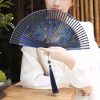 Abanico Plegable de Peonía de Seda con Marco de Bambú Silk Peony Folding Fan with Bamboo Frame