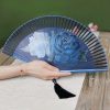 Abanico Plegable de Peonía de Seda con Marco de Bambú Silk Peony Folding Fan with Bamboo Frame