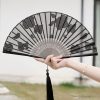 Abanico Plegable de Bambú con Flores Retro de Seda Silk Retro Leaves Flower Bamboo Folding Fan