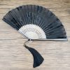 Abanico Plegable de Bambú con Flores Retro de Seda Silk Retro Leaves Flower Bamboo Folding Fan