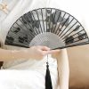 Abanico Plegable de Bambú con Flores Retro de Seda Silk Retro Leaves Flower Bamboo Folding Fan