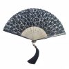 Abanico Plegable de Bambú con Flores Retro de Seda Silk Retro Leaves Flower Bamboo Folding Fan
