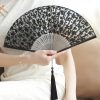 Abanico Plegable de Bambú con Flores Retro de Seda Silk Retro Leaves Flower Bamboo Folding Fan