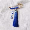 Tibetanischer Chalcedon Quastenbrosche Tibetan Chalcedony Tassel Brooch