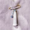 Tibetanischer Chalcedon Quastenbrosche Tibetan Chalcedony Tassel Brooch