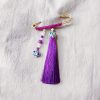 Tibetanischer Chalcedon Quastenbrosche Tibetan Chalcedony Tassel Brooch