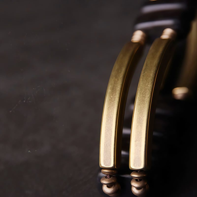 Pulsera de Doble Capa de Madera de Ébano Tibetano y Cobre Tibetan Ebony Wood Copper Double Layer Bracelet
