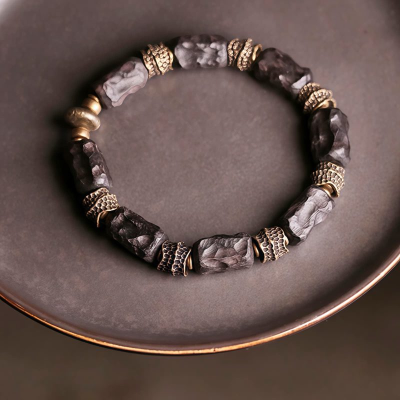 Pulsera de Paz de Ébano Tibetano y Cobre Tibetan Ebony Wood Copper Peace Bracelet