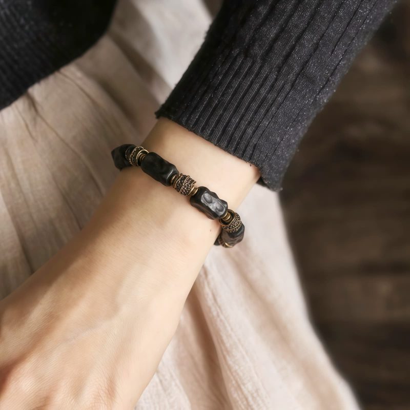 Pulsera de Paz de Ébano Tibetano y Cobre Tibetan Ebony Wood Copper Peace Bracelet