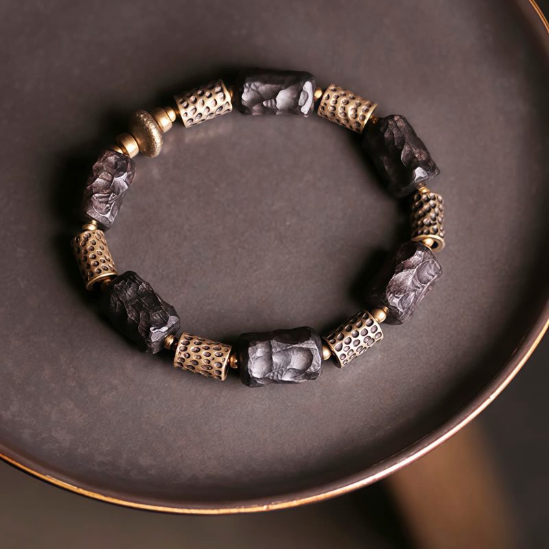 Pulsera de Paz de Ébano Tibetano y Cobre Tibetan Ebony Wood Copper Peace Bracelet