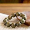 Gelang Tenang Kayu Cendana Hijau Tibet Tibetan Green Sandalwood Calming Bracelet