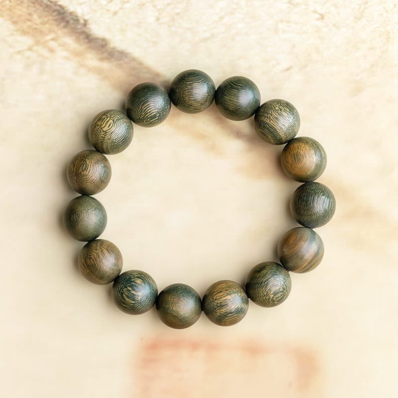 Gelang Tenang Kayu Cendana Hijau Tibet Tibetan Green Sandalwood Calming Bracelet