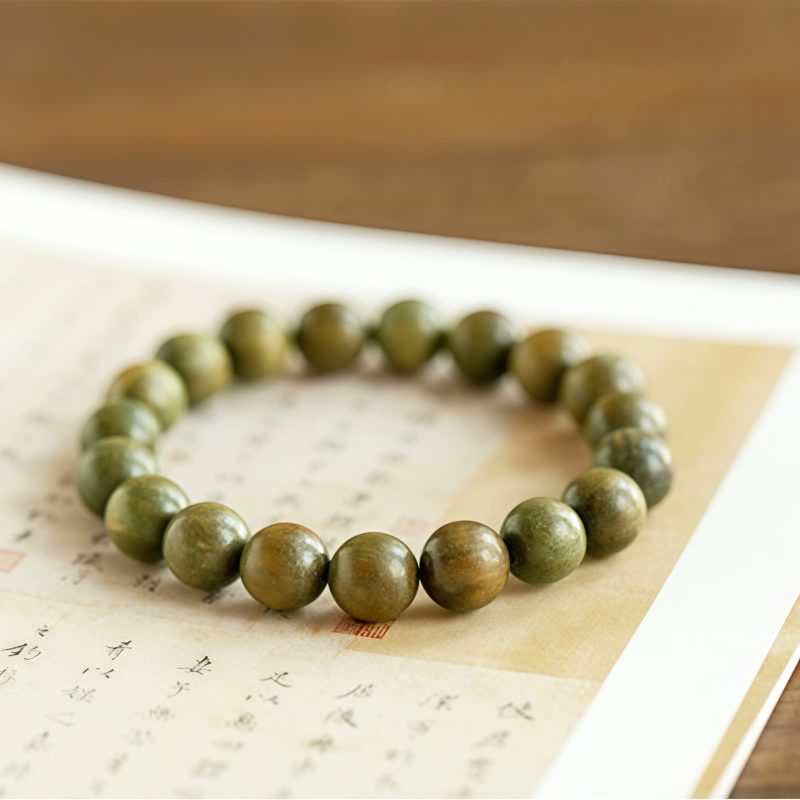 Gelang Tenang Kayu Cendana Hijau Tibet Tibetan Green Sandalwood Calming Bracelet