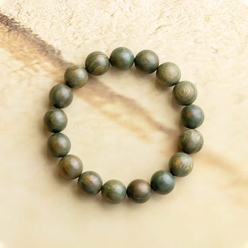 Gelang Tenang Kayu Cendana Hijau Tibet Tibetan Green Sandalwood Calming Bracelet