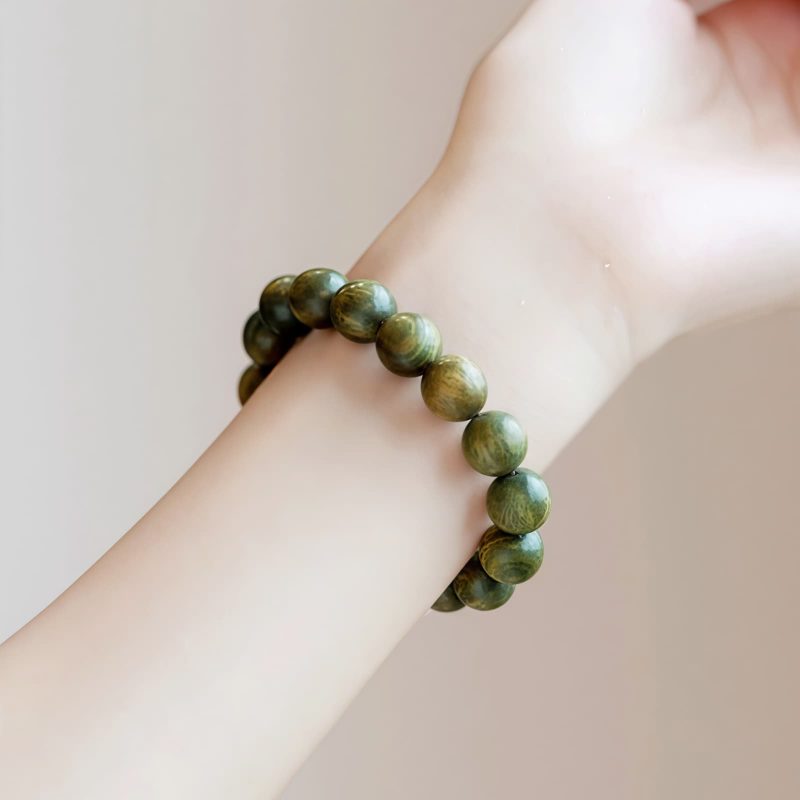 Gelang Tenang Kayu Cendana Hijau Tibet Tibetan Green Sandalwood Calming Bracelet