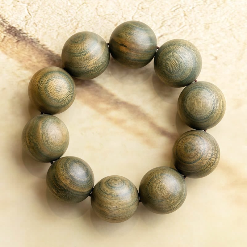 Gelang Tenang Kayu Cendana Hijau Tibet Tibetan Green Sandalwood Calming Bracelet