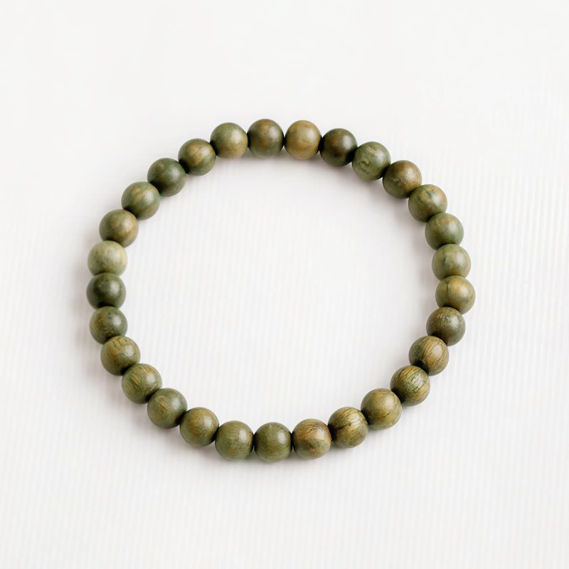 Gelang Tenang Kayu Cendana Hijau Tibet Tibetan Green Sandalwood Calming Bracelet