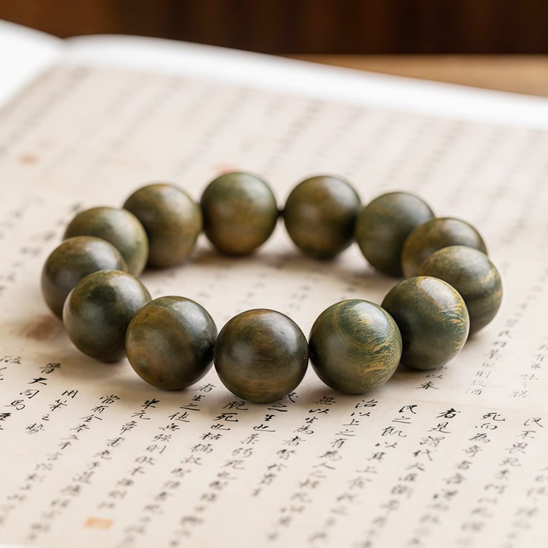 Gelang Tenang Kayu Cendana Hijau Tibet Tibetan Green Sandalwood Calming Bracelet
