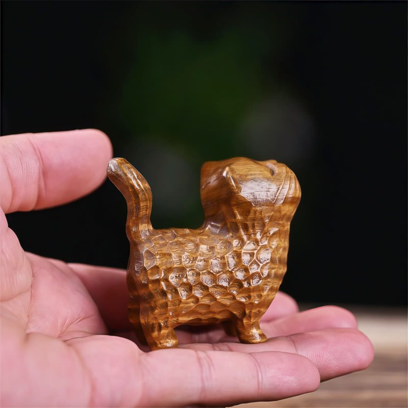 Decoración Mini Gato de Sándalo Tibetano Tibetan Sandalwood Mini Cat Decoration