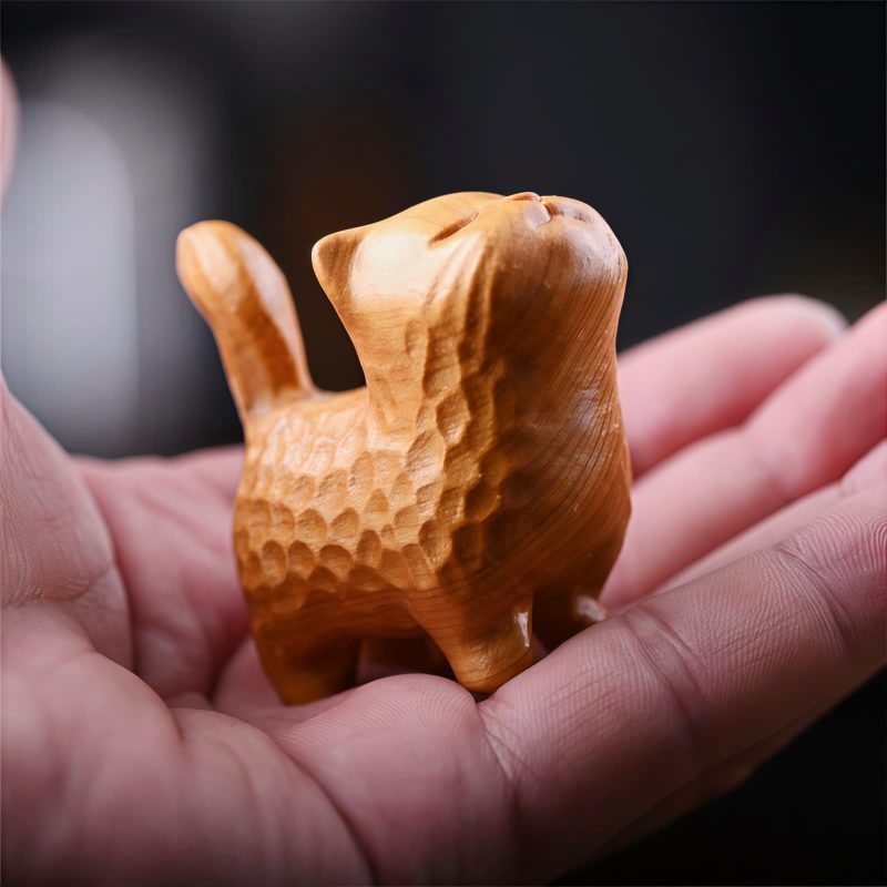 Decoración Mini Gato de Sándalo Tibetano Tibetan Sandalwood Mini Cat Decoration