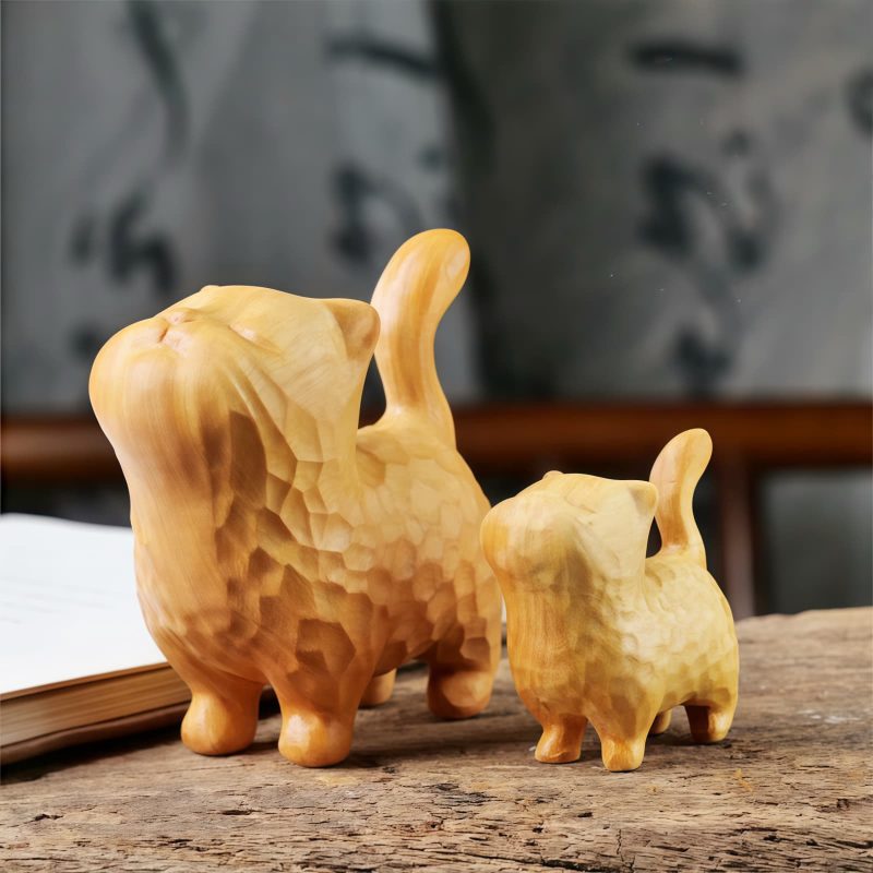 Decoración Mini Gato de Sándalo Tibetano Tibetan Sandalwood Mini Cat Decoration