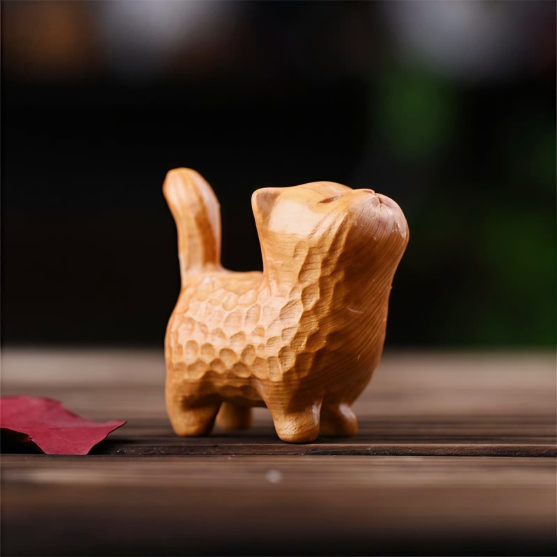 Decoración Mini Gato de Sándalo Tibetano Tibetan Sandalwood Mini Cat Decoration