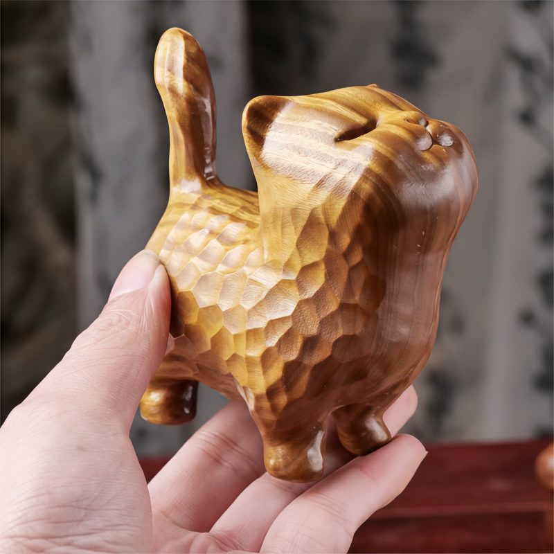 Decoración Mini Gato de Sándalo Tibetano Tibetan Sandalwood Mini Cat Decoration