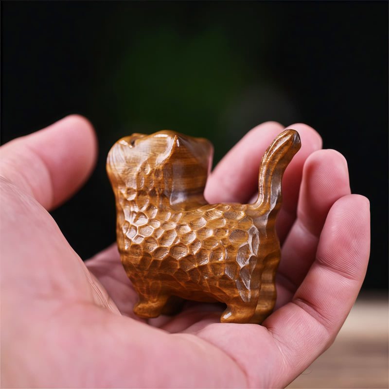 Decoración Mini Gato de Sándalo Tibetano Tibetan Sandalwood Mini Cat Decoration