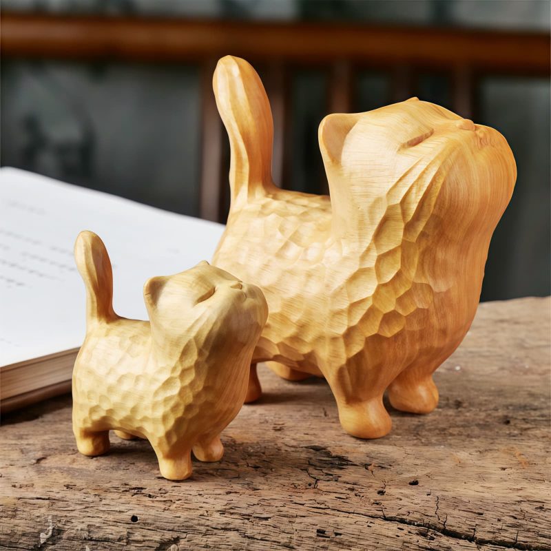 Decoración Mini Gato de Sándalo Tibetano Tibetan Sandalwood Mini Cat Decoration