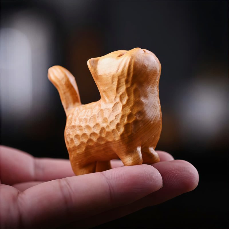 Decoración Mini Gato de Sándalo Tibetano Tibetan Sandalwood Mini Cat Decoration
