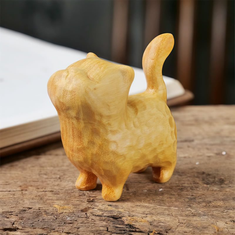 Decoración Mini Gato de Sándalo Tibetano Tibetan Sandalwood Mini Cat Decoration