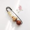 Pin Damai Biji Bodhi Vintage dari Kayu Cendana Vintage Bodhi Seed Sandalwood Peace Brooch