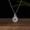 Colar Pingente de Calcedónia Ano da Serpente em Prata 925 925 Silver Snake Year Chalcedony Peace Pendant Necklace